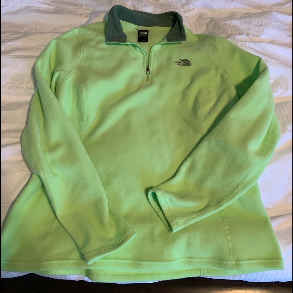 North face neon green fleece pullover